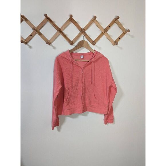 Old Navy Tops - Old Navy Coral Full Zip Cotton Blend Hooded Sweatshirt - Size M